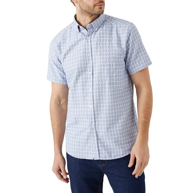 Navy-White - Front - Maine Mens Checked Woven Shirt