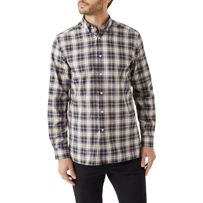 Rust - Front - Maine Mens Combi Checked Shirt