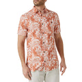 Orange-White - Front - Mantaray Mens Leaf Print Shirt