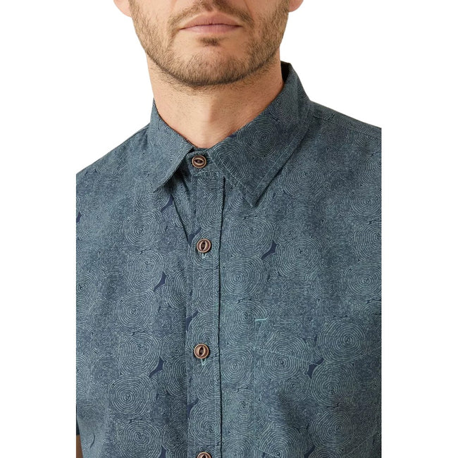 Green - Side - Mantaray Mens Abstract Shirt