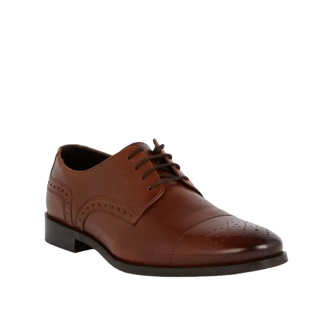 Dark Tan - Front - Debenhams Mens Poplar Leather Brogues