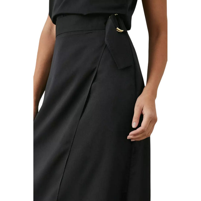 Black - Side - Principles Womens-Ladies Satin D-Ring Midi Skirt