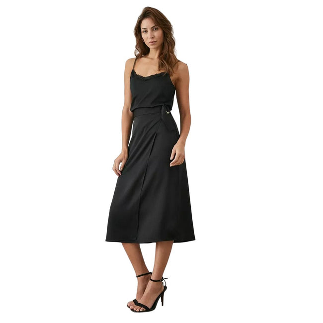 Black - Lifestyle - Principles Womens-Ladies Satin D-Ring Midi Skirt