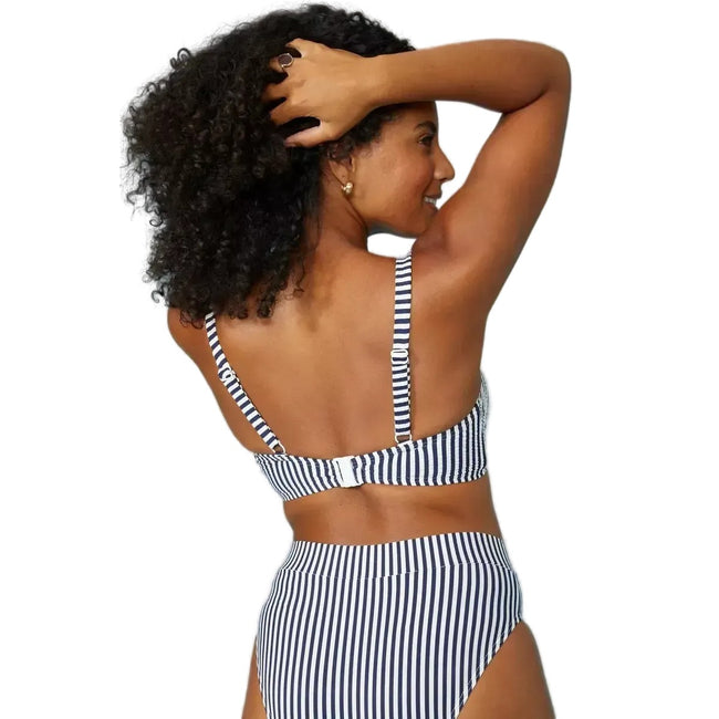 White-Navy - Back - Gorgeous Womens-Ladies Stripe Padded Bikini Top