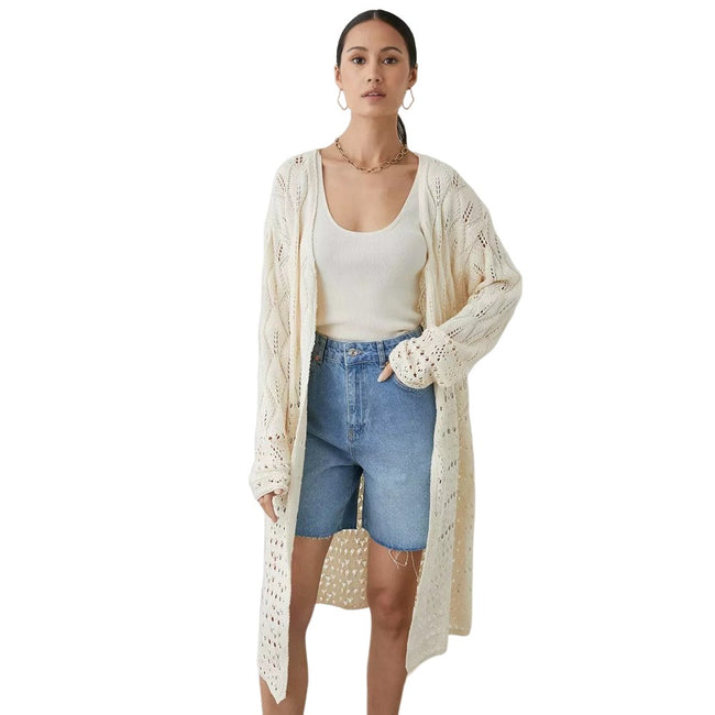 Cream - Front - Principles Womens-Ladies Crochet Cardigan