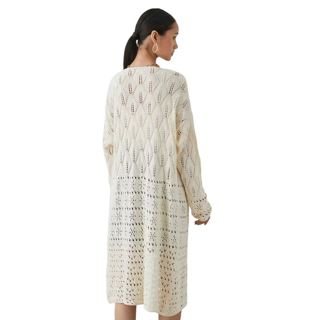 Cream - Back - Principles Womens-Ladies Crochet Cardigan
