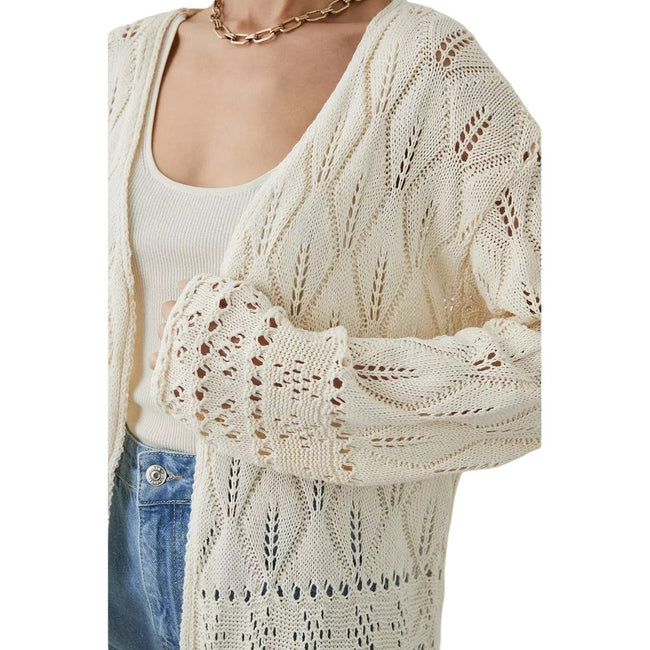 Cream - Side - Principles Womens-Ladies Crochet Cardigan