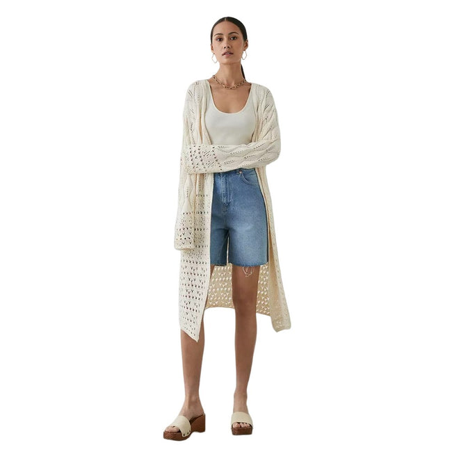 Cream - Lifestyle - Principles Womens-Ladies Crochet Cardigan
