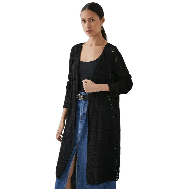 Black - Front - Principles Womens-Ladies Crochet Cardigan