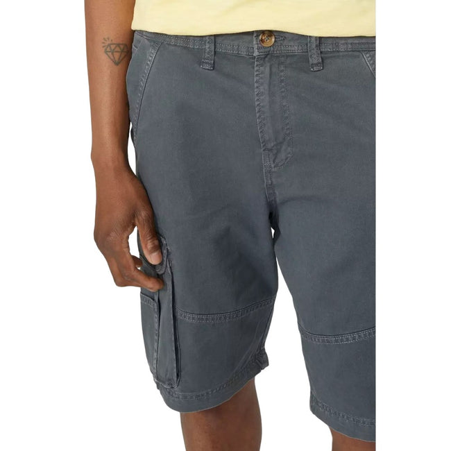 Dark Grey - Side - Mantaray Mens Garment Dyed Cargo Shorts