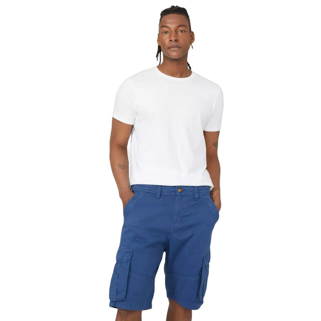 Mid Blue - Front - Mantaray Mens Garment Dyed Cargo Shorts