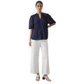 Navy - Lifestyle - Principles Womens-Ladies Broderie Dobby Button Through Top