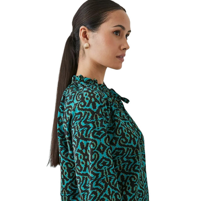 Teal - Side - Principles Womens-Ladies Abstract Blouson Sleeve Top