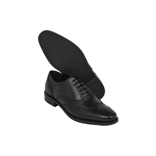 Black - Side - Debenhams Mens Leather Airsoft Brogues