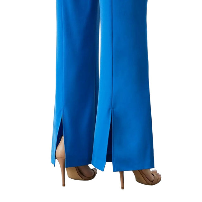 Blue - Side - Principles Womens-Ladies Split Hem Wide Leg Pants