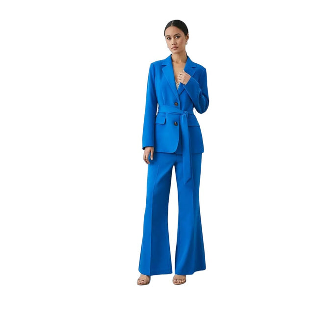 Blue - Pack Shot - Principles Womens-Ladies Split Hem Wide Leg Pants