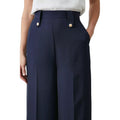 Navy - Side - Principles Womens-Ladies Button Detail Wide Leg Pants