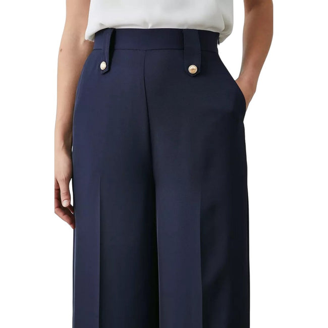 Navy - Side - Principles Womens-Ladies Button Detail Wide Leg Pants