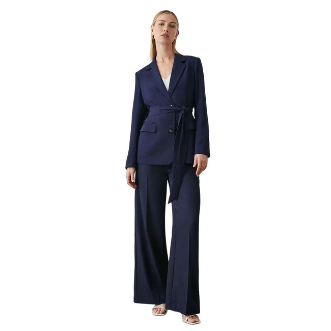 Navy - Lifestyle - Principles Womens-Ladies Button Detail Wide Leg Pants