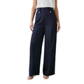 Navy - Front - Principles Womens-Ladies Button Detail Wide Leg Pants