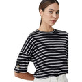 Black - Side - Principles Womens-Ladies Stripe Buttoned Cuff T-Shirt