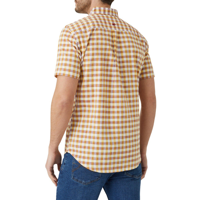 Yellow - Back - Mantaray Mens Haze Checked Shirt