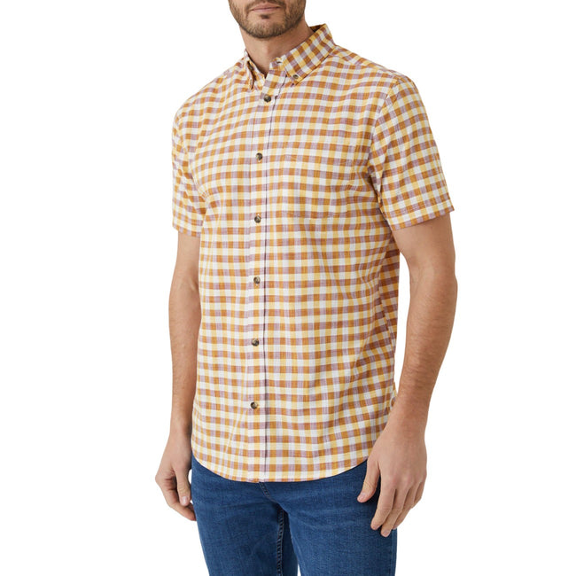 Yellow - Front - Mantaray Mens Haze Checked Shirt