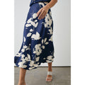 Navy - Front - Principles Womens-Ladies Leaf Print Elasticated Waist Midi Skirt
