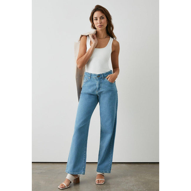 Mid Blue - Front - Principles Womens-Ladies Mom Jeans