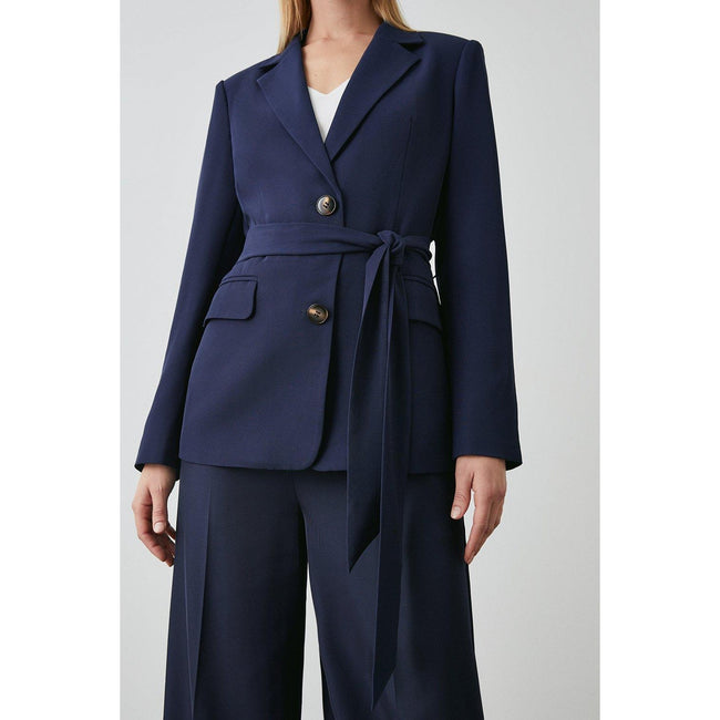 Navy - Front - Principles Womens-Ladies Belted Single-Breasted Blazer