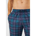 Green - Side - Debenhams Mens Microfleece Double Checked Straight Leg Lounge Pants