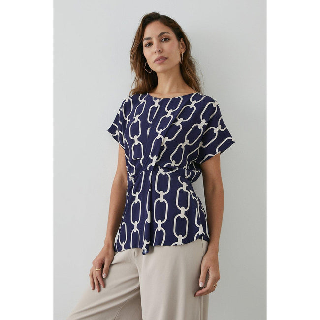 Navy - Front - Principles Womens-Ladies Chain Side Cinch Top