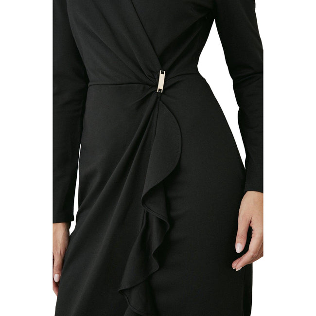 Black - Side - Principles Womens-Ladies Ruffled Ponte Midi Dress