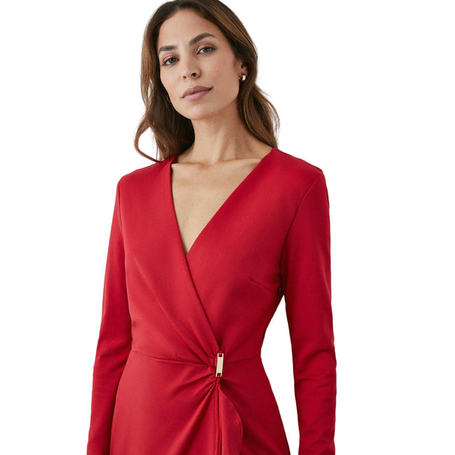 Red - Lifestyle - Principles Womens-Ladies Ruffled Ponte Midi Dress