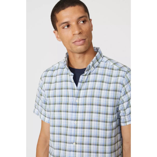 Green - Side - Mantaray Mens Checked Shirt