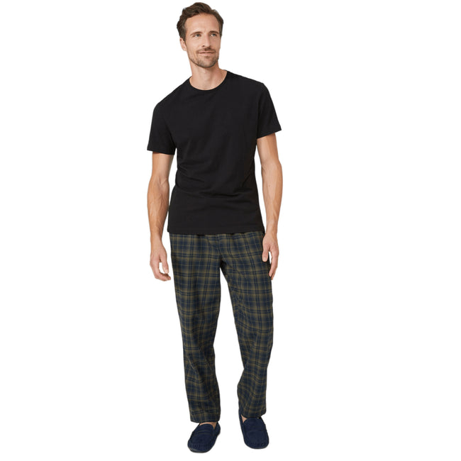Dark Green - Front - Debenhams Mens Woven Checked Lounge Pants