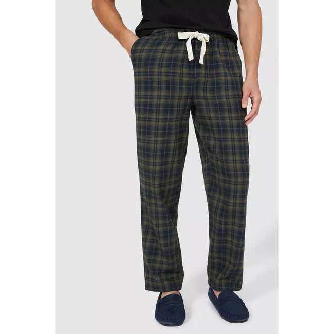 Dark Green - Back - Debenhams Mens Woven Checked Lounge Pants