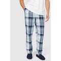 Blue - Side - Debenhams Mens Woven Checked Lounge Pants