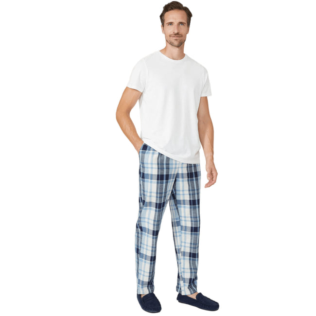 Blue - Front - Debenhams Mens Woven Checked Lounge Pants
