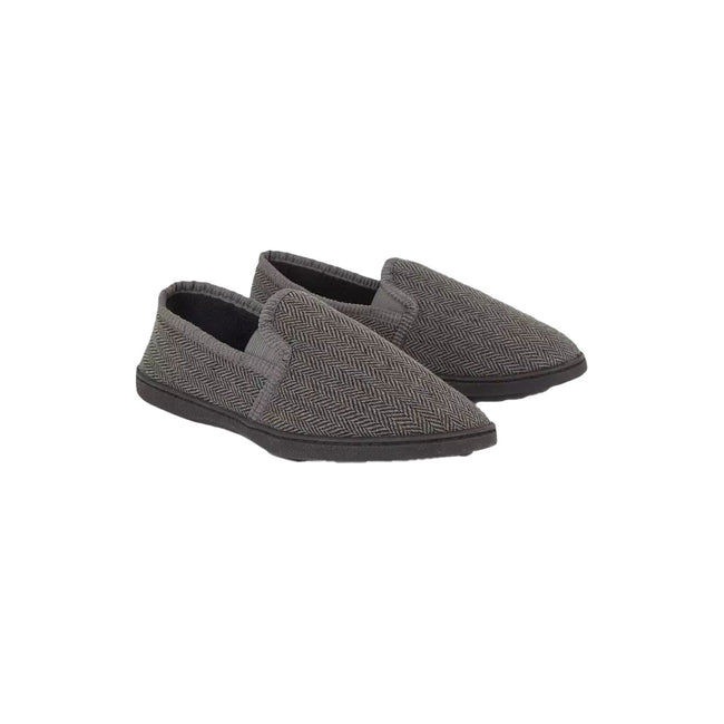 Gray - Back - Debenhams Mens Herringbone Slippers