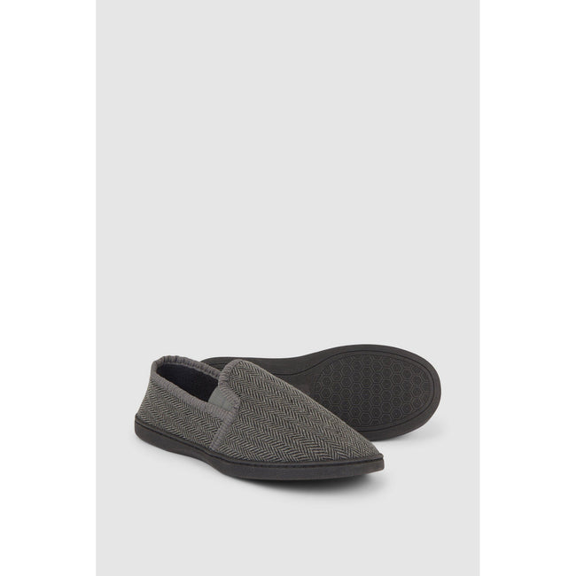 Gray - Side - Debenhams Mens Herringbone Slippers