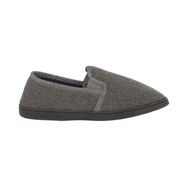 Gray - Front - Debenhams Mens Herringbone Slippers