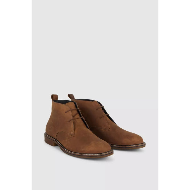 Dark Brown - Back - Mantaray Mens Heritage Leather Chukka Boots