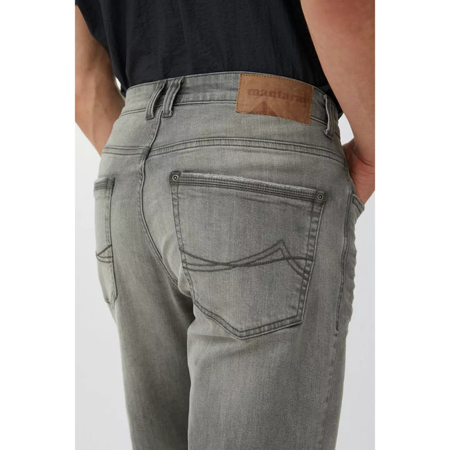 Gray - Side - Mantaray Mens Washed Straight Jeans