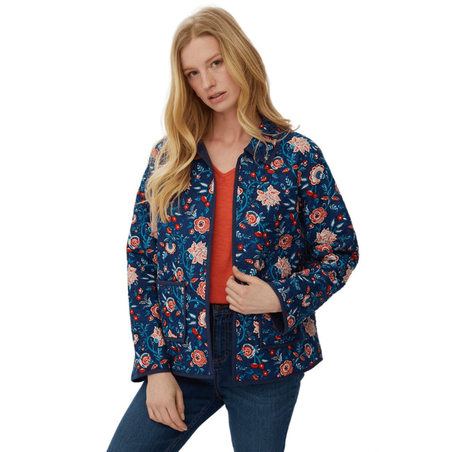 Denim - Front - Mantaray Womens-Ladies Floral Collared Padded Jacket