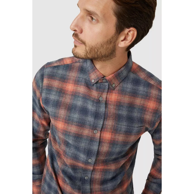 Burnt Orange - Side - Mantaray Mens Checked Shirt