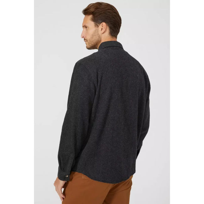 Dark Grey - Back - Mantaray Mens Twill Overshirt