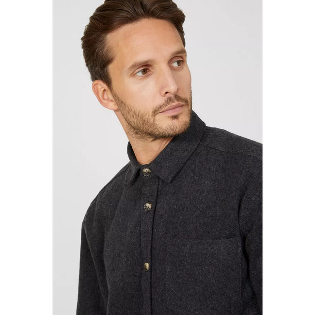 Dark Grey - Side - Mantaray Mens Twill Overshirt