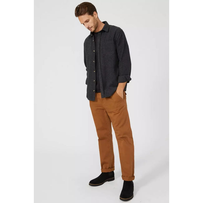 Dark Grey - Pack Shot - Mantaray Mens Twill Overshirt
