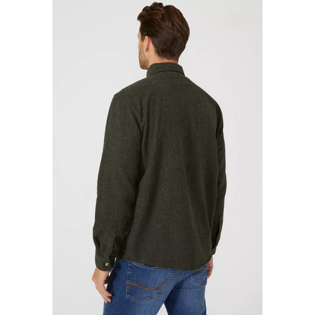 Khaki - Back - Mantaray Mens Twill Overshirt